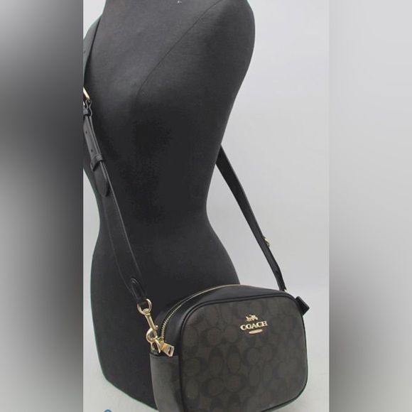 Coach Jamie Camera Bag Signature Coated Canvas Brown Crossbody Handbag Purse - Picture 1 of 7